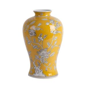 مزهرية سيراميك كلاسيكية صفراء مرسومة يدويًا تصميم فن الانصهار الصيني-الأمريكية للمداخل وديكور الطاولة الفاخر - Product Image 5