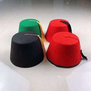 Vente en gros de chapeaux turcs en cachemire <span class=keywords><strong>rouge</strong></span> et de fez verts avec pompon doré, costume de fête d'Halloween, style <span class=keywords><strong>marocain</strong></span> - Product Image 3