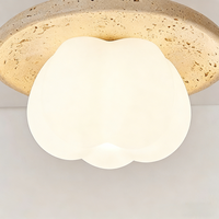 Vente en gros en ligne de luminaires de plafond LED en PVC en forme de fleur, style nordique Wabi-Sabi, jaune travertin, pour chambre d'enfant, salon