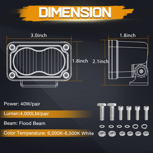 Feux de route 40W Bbaja Designs, étanches, petits feux LED pour accessoires de moto électrique Talaria <span class=keywords><strong>X3</strong></span> Pro E Dirt Bike - Product Image 4