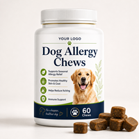 Friandises à mâcher pour chiens contre les allergies, marque privée OEM, avec probiotiques et curcuma, pour soulager les démangeaisons, favoriser la santé de la peau et du pelage, et renforcer l'immunité des chiens.