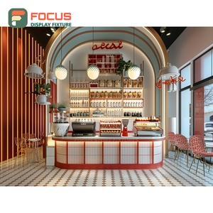 Freestanding Coffee Service Counter Condiment Station Cash Wrap Oak Finish Cafe Counter Display - Product Image 1