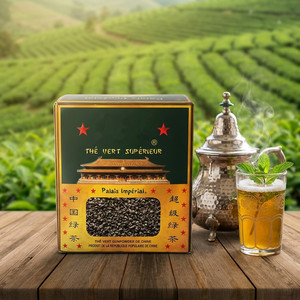 Té <span class=keywords><strong>Verde</strong></span> en Hojas Sueltas, Estándar Europeo, Sabor a <span class=keywords><strong>Menta</strong></span> Marroquí 3505, Marca 555, en Francia, España y Bélgica - Product Image 1