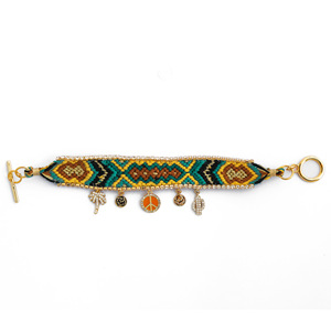 Bracelet tissé à la main en forme de palmier cactus, symbole de paix, bijou d'amitié en cristal plaqué or aux couleurs vives - Product Image 6