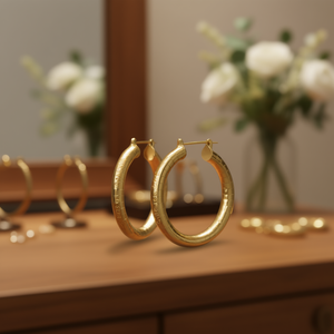 Mayor Gold Plated <b>Hoop</b> <b>Earrings</b> 18K Alloy Unisex Trendy <b>Fashion</b> Jewelry - Product Image 2