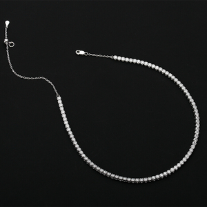 Women's Adjustable Rhodium Plated Fine Jewelry S925 Sterling <strong>Silver</strong> GRA 3mm D VVS1 Moissanite Tennis Necklace <strong>Choker</strong> - Product Image 4