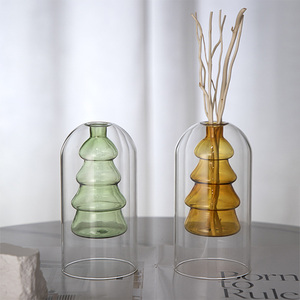 Bouteille d'arôme sans flamme vide, créative, à double couche, avec intérieur coloré en forme de sapin de Noël - Product Image 1