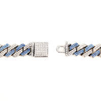 Cadena Cubana de Aleación Azul y Blanca con Incrustaciones de Plata para Hombre, Joyería Hip Hop, Collar Masculino, Accesorios de Moda, Regalo