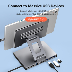 Hub de port USB de type C Multiport 9 en 1 Splitter USB C Hub <span class=keywords><strong>Adaptateur</strong></span> pour ordinateur portable iPad Air/<span class=keywords><strong>Pro</strong></span> Stand Holder - Product Image 4