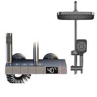 Ensemble de douche tout en laiton chromé au design moderne et minimaliste, avec jets pulvérisateurs/massage/bulles, haute pression, fixation murale