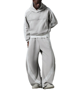 Hot Selling Custom Logo Men's Solid Casual Spring Oversized Pullover Hoodie Baggy Sweatpants Tracksuit Set - Product Image 2