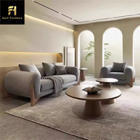 Nordic Style Creme Stoff Wohnzimmer möbel Massivholz Sofa mit Stoff Kunst Teddy Wolle Kreis Boucle Kaschmir für Villen