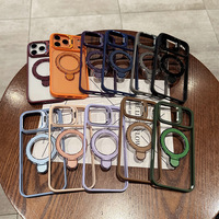 Coque minimaliste en TPU souple pour iPhone avec support magnétique et béquille pour objectif, protection anti-rayures et anti-chute