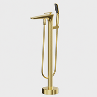 Système de douche moderne autoportant en cuivre finition chromée avec cartouche céramique et pommeau de douche pluie pour salle de bain – Vente directe usine