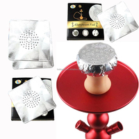 Feuilles d'aluminium pour narguilé de qualité alimentaire, pré-perforées, style arabe, emballage personnalisé, 14 cm x 14 cm, 0,03 mm, 50 pièces