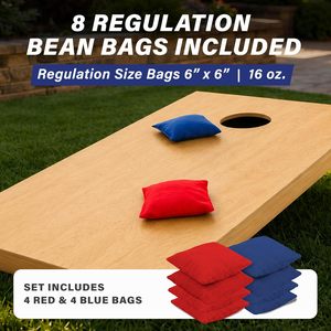 Jeu de <span class=keywords><strong>cornhole</strong></span> interactif d'extérieur personnalisé en bois, planche de 4x2 pieds en bois massif taille réglementaire avec 8 sacs de billes et sac de transport - Product Image 5