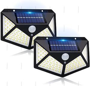 Waterproof IP67 Outdoor Garden Stair Solar Powered Rechargeable 4-Sided Wall Lamp 100LED <b>Motion</b> <b>Sensor</b> Warm White (3500K) 270 - Product Image 1