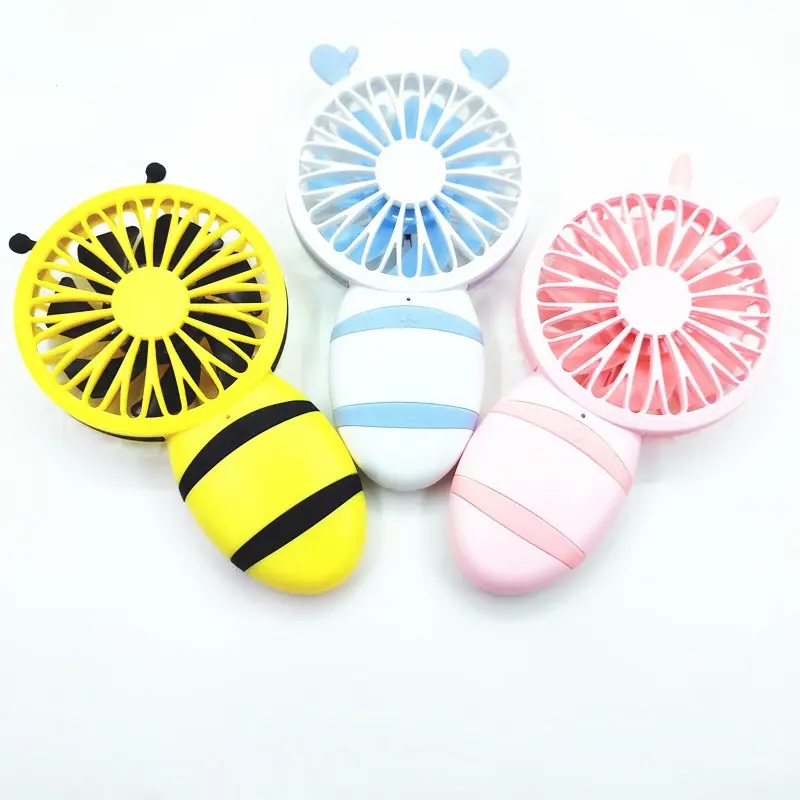 New Fashion Cute Bee Tragbare LED wiederauf ladbare Handheld-Tasche USB Mini-Lüfter