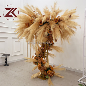 Arco de Hierba Artificial ZKAI de Alta Calidad, Arco de Pampas Marrón para Decoración de Fondo de Boda - Product Image 4