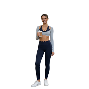 Top Corto Deportivo Personalizado para Mujer, <span class=keywords><strong>Manga</strong></span> Larga, Bloques <span class=keywords><strong>de</strong></span> Color, Ropa Deportiva, OEM, ODM, MOQ 50 - Product Image 1
