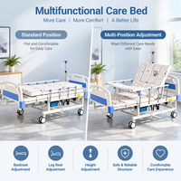 Lit d'hôpital électrique à quatre moteurs avec rotation latérale et manivelle de secours pour soins continus des patients en salle de réadaptation