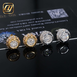 Boucles d'oreilles clous de luxe en argent 925 avec diamants Moissanite VVS taille brillant, plaqué or 18 carats, sertissage griffe, bijoux unisexe pour usage quotidien - Product Image 5