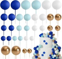 Vente en Gros 32 Pièces Boules en Fausse Mousse Colorées Décorations de Gâteaux pour Noël Anniversaire Baby Shower Thème Fête Topper de Gâteau