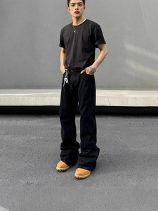 Jeans pour hommes de haute qualité, mode automne, marque Scimitar, noir, micro-pantalon droit, denim mi-lâche, jeans délavés de style urbain - Product Image 3