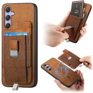 Étui de téléphone magnétique pratique effet seconde peau et porte-cartes amovible à texture croisée, protection portable pour iPhone - Product Image 1