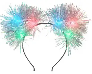 Light up Cat Ears Headband LED Color Change Flash Kitten Headband Rave Hair Accessories for Women Girls Multicolor