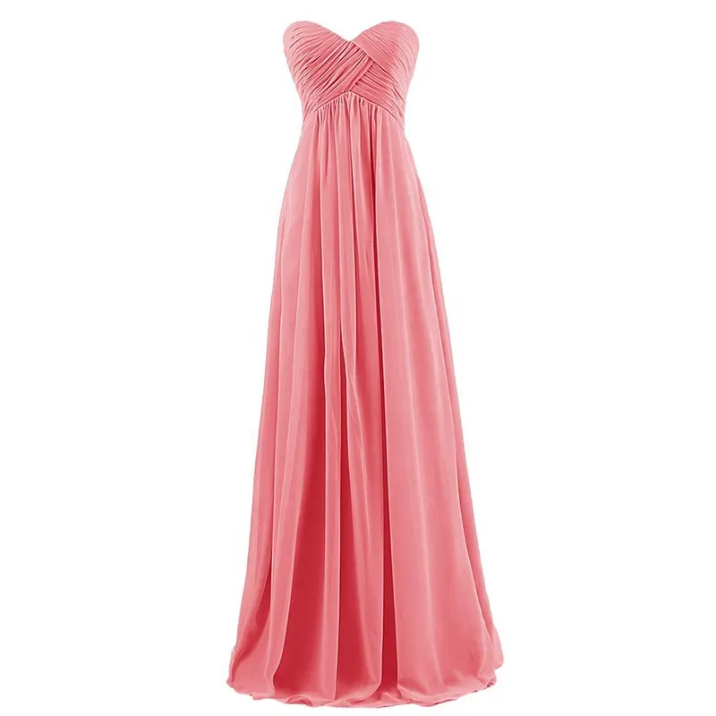 Fashion Strapless Pleated Chiffon Evening Dresses Sleeveless Toastmaster Evening Gowns