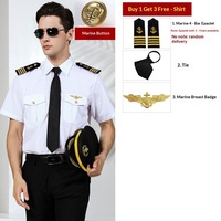 Chemise marine pour homme, uniforme de capitaine, manches longues, coton, costume de pilote, costume d'hôtesse de l'air, vente en gros