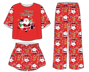 Ensemble de vêtements de nuit pour femmes, trois pièces, vêtements de maison, manches courtes, pantalon long, pyjama à col rond, pyjama d'été à motifs de dessins animés - Product Image 5