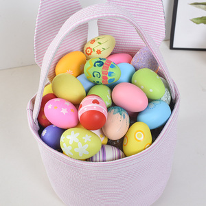 <strong>Easter</strong> <strong>Basket</strong> Blank Embroidery Stripe Seersucker <strong>Easter</strong> <strong>Baskets</strong> Rabbit Bunny Ear Bags <strong>Egg</strong> <strong>Hunt</strong> <strong>Easter</strong> <strong>Basket</strong> for Kids - Product Image 5