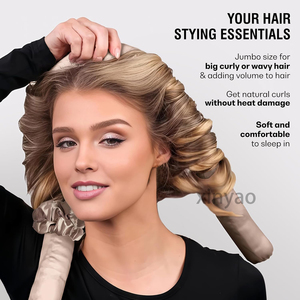 Custom Logo Jumbo Heatless <strong>Hair</strong> <strong>Curler</strong> Set Satin Heatless Curls Overnight Jumbo Curling Rod Headband <strong>No</strong> <strong>Heat</strong> <strong>Curlers</strong> to Sleep - Product Image 5