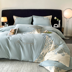 Ensemble de literie de luxe en coton 100% à fibres longues brossées de qualité supérieure, 4 pièces, simple, écologique, toutes saisons, doux pour la peau, sans peluches - Product Image 3