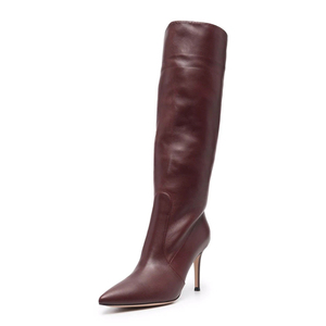 2021 Pointed Toe Long <strong>Boot</strong> Stiletto High Heel <strong>Burgundy</strong> Knee <strong>Boots</strong> for <strong>Women</strong> Winter Shoes - Product Image 3