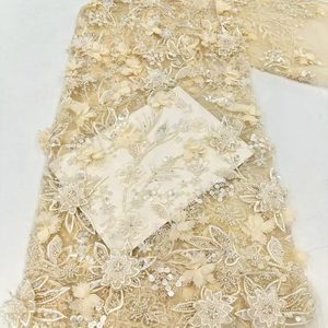 Yz Kim Cương <span class=keywords><strong>Sequin</strong></span> Đính Cườm Thêu Pháp Ren Sang Trọng Vải Phi Bridal Thêu Hạt Phụ Nữ Hoa Đính Cườm Vải Ren - Product Image 1