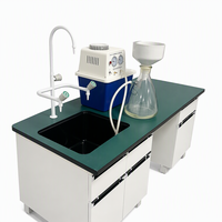 Évier de laboratoire avec plan de travail phénolique résistant aux produits chimiques, robinet en PP, conception démontable pour usage scolaire, hospitalier et en atelier