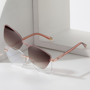 MS 85010 Gafas de Mujer TR90+Metal Estilo Ojo de Gato Sin Montura con <span class=keywords><strong>Clip</strong></span> Magnético y <span class=keywords><strong>Lentes</strong></span> TAC de Armazón Rectangular - Product Image 3