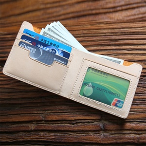 Handmade Vegetable Tanned Leather Genuine Leather Men's Short Wallet with Fold Closure for Student Youth - Product Image 4