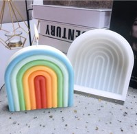 Regenbogen bogen Kerzen form gestreifte U-förmige abstrakte architekto nische Harz formen Seifens chale handgemachte Lotion Bar Bade bombe Kuchen Dekor