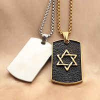 Yunnique Collier pour homme en acier inoxydable plaqué argent, chaîne à maillons avec pendentif étoile à six branches, design géométrique, style punk rétro, chien