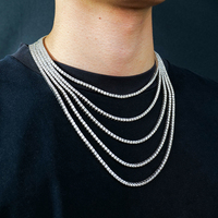 Lüks Mücevher 3mm 925 Ayar Gümüş DEF VVS Moissanit Pırlanta Tenis Kolye Buzlu Hip Hop Tenis Zinciri