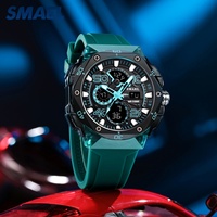 Montre sport numérique LED pour homme SMAEL 8113, résistante à l'eau 50 bars, alarme, chronomètre, bracelet en plastique, cadran lumineux, affichage de la date