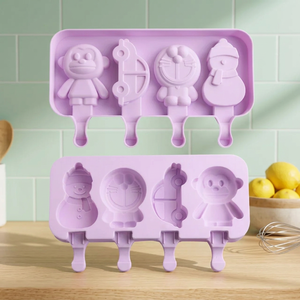 Best Selling UNIMOUND TC208018 Eco-Friendly 4-Cavity Silicone Mousse Ice Cream Mold Dishwasher Safe Pink/<b>Light</b> Purple - Product Image 3