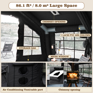 เต็นท์ Coody 8.0 Air Tent-สีดำ เต็นท์กิจกรรมกลางแจ้งแบบพับได้ เต็นท์แคมป์ปิ้งพกพา เต็นท์เป่าลมสำหรับครอบครัว 3-6 คน - Product Image 5