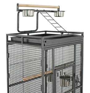 Jaula grande 2 en 1 de 61 pulgadas con plataforma de juego para loros, chinchillas, pinzones, guacamayos, conures, cacatúas y cacatúas de cola larga, con soporte rodante de hierro - Product Image 4