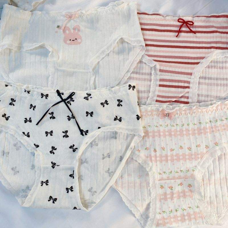 Women's Underwear Bulk Cheap Stock Underwear Women Lovely Japanese Cotton Anti-bacterial Mid-waist Briefs