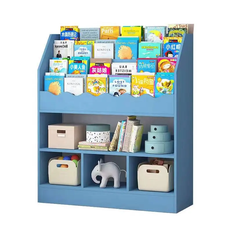 Huayi kids book shelf simple toy storage rack baby furniture wooden shelf kids' cabinets
